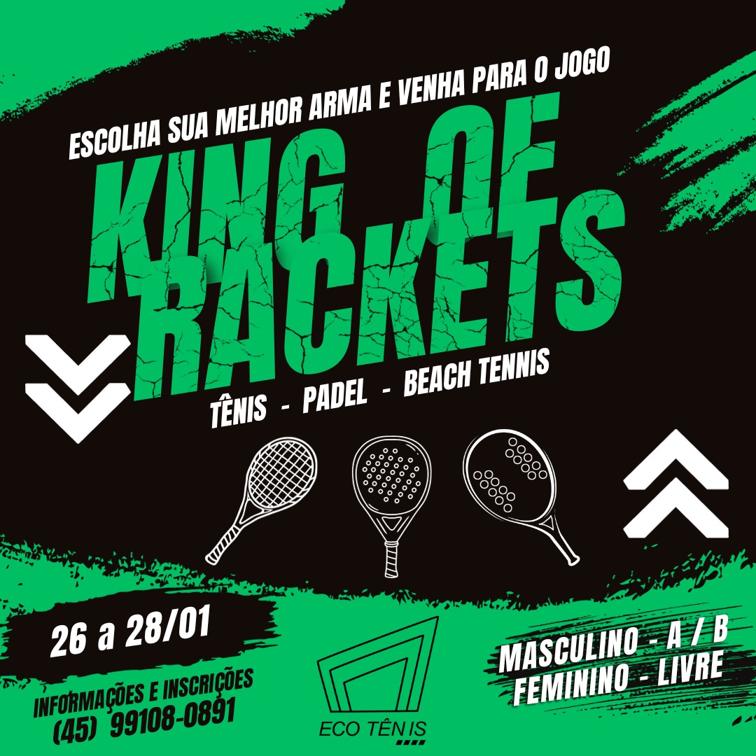 Torneio King of Rackets agita Foz do Iguaçu com competições de Beach Tennis, Padel e Tênis