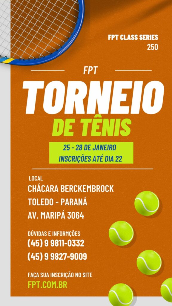 Atenção atletas: inscrições para Torneio de Tênis segue até 22 de janeiro