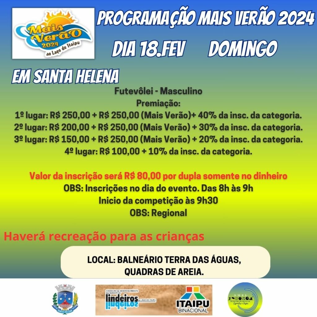 Campeonato de Futevôlei promete agitar Santa Helena neste domingo (18)