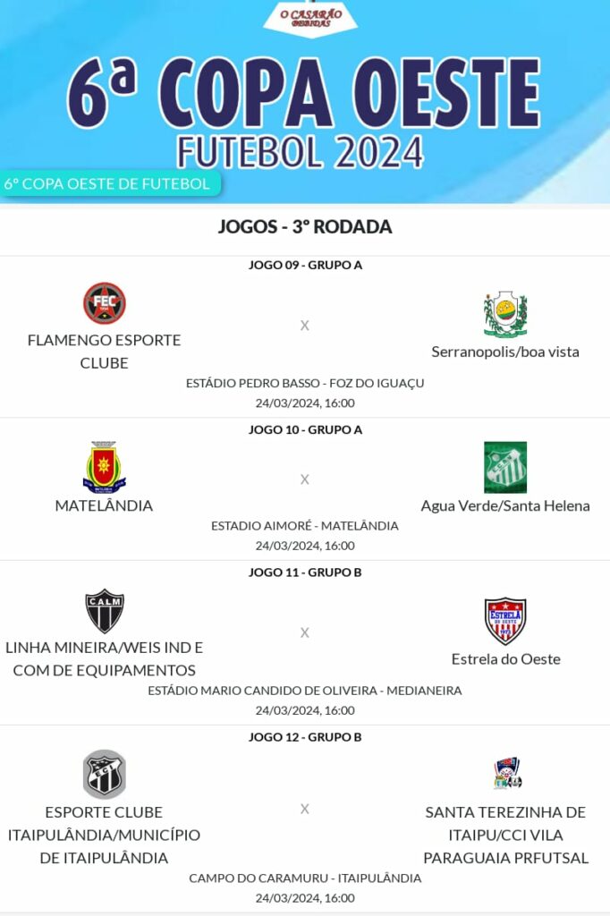 3 rodada da Copa Oeste